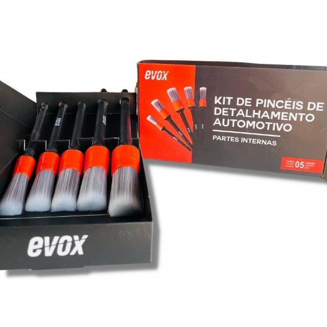 Kit com 5 Pincéis para Detalhamento Automotivo Interno - Evox