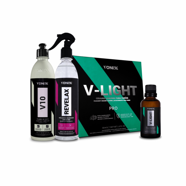 Kit para Polimento e Revestimento de Faróis com V-Light Pro - Vonixx